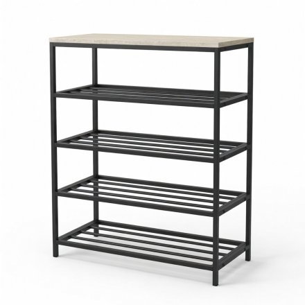 Полиця для взуття Слайм 4 Ferrum-decor 820x630x260 Чорний метал ДСП Бетон 16 мм (FRD-106840)