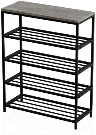 Полиця для взуття Слайм 4 Ferrum-decor 820x630x260 Чорний метал ДСП Бетон 16 мм (FRD-106840)