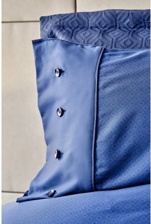Набір постіль з покривалом + плед Infinity lacivert 2020-1 синій євро (10) 200х220 см