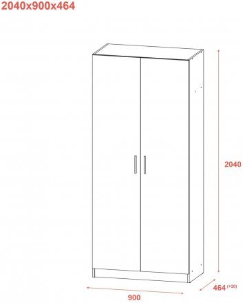 Шафа для одягу Doros Промо Сірий 2 ДСП 90х48х204 (DRS-011625)