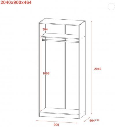Шафа для одягу Doros Промо Сірий 2 ДСП 90х48х204 (DRS-011625)