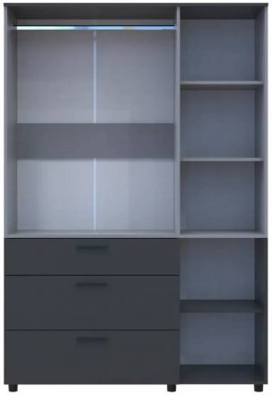 Шафа для одягу Doros Торн Антрацит/Сірий 3 ДСП/3Ш (штанга) 135х51.6х200 (DRS-012037)