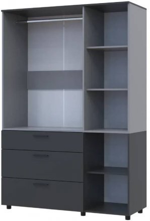 Шафа для одягу Doros Торн Антрацит/Сірий 3 ДСП/3Ш (штанга) 135х51.6х200 (DRS-012037)