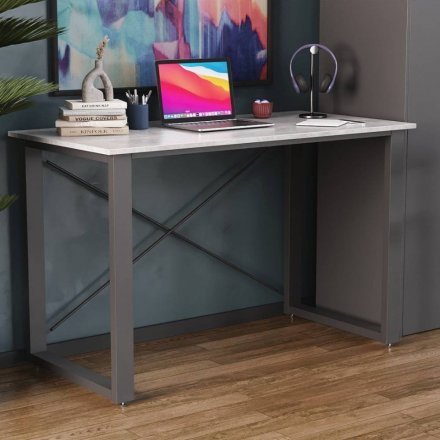 Письмовий стіл Ferrum-decor Драйв 750x1400x600 Чорний метал ДСП Бетон 32 мм (FRD-103344)