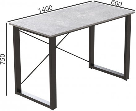 Письмовий стіл Ferrum-decor Драйв 750x1400x600 Чорний метал ДСП Бетон 32 мм (FRD-103344)