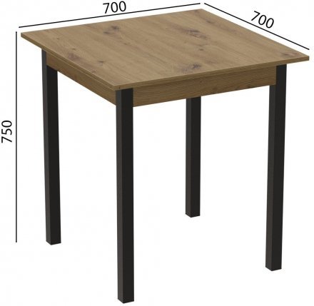Стіл кухонний Ferrum-decor Дієго 75x70x70 Чорний ДСП Дуб Артизан 16мм (FRD-105709)