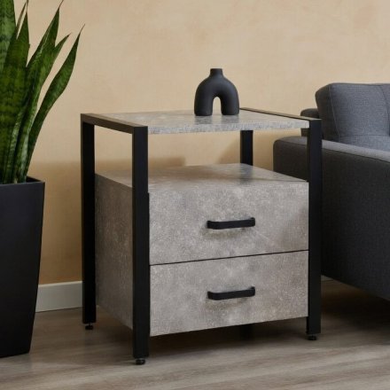 Тумба універсальна Ferrum-decor Вів'єн 2/2 50x41x40 чорний ДСП Дуб Бетон 16мм (FRD-106841)