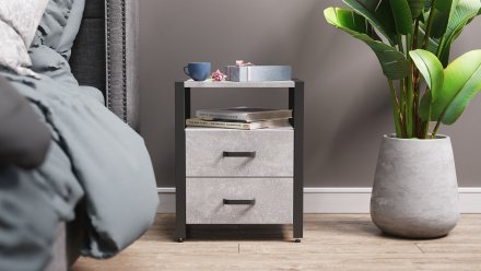 Тумба універсальна Ferrum-decor Вів'єн 2/2 50x41x40 чорний ДСП Дуб Бетон 16мм (FRD-106841)