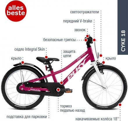 Двоколісний велосипед Cyke 18-1 Alu 4404 berry