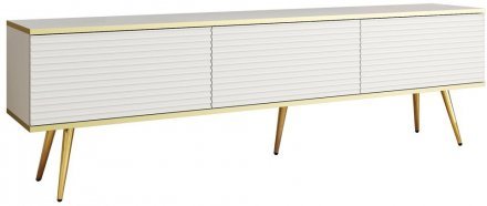 Тумба під телевізор Perfect Home Оро / Oro 3-дверна з золотими ніжками RTV175 MDF Білий (PFH-091341)