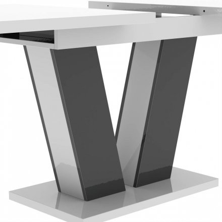 Обідній розсувний стіл Неман РОЙ МДФ Білий/Сірий глянець (NEM-121009)