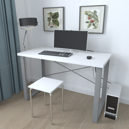 Письмовий стіл Ferrum-decor Драйв 750x1400x600 Сірий метал ДСП Біле 32 мм (FRD-103345)