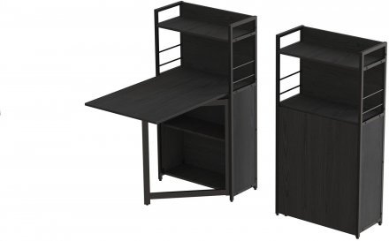 Стіл книжка з етажеркою Практик 1 Ferrum-decor 120x64x99 Чорний метал ДСП Сосна Кембра 16 мм (FRD-104613)