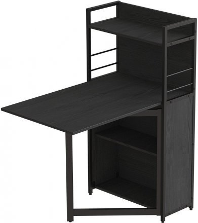 Стіл книжка з етажеркою Практик 1 Ferrum-decor 120x64x99 Чорний метал ДСП Сосна Кембра 16 мм (FRD-104613)
