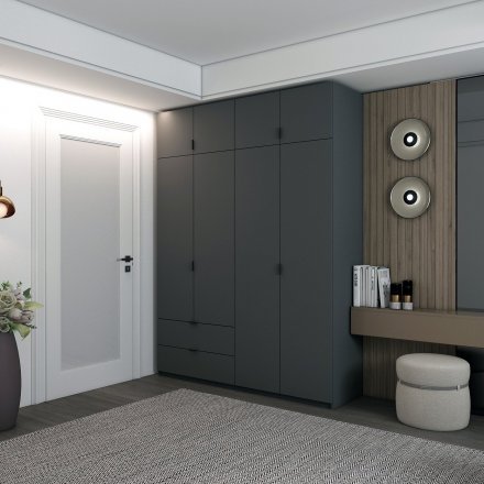 Шафа розпашна с антресолью Doros Лукас 180х50х240 см Графіт (DRS-011192)