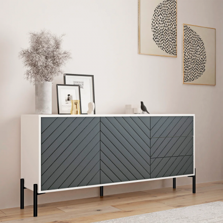 Комод з золотими металевими ніжками LION Амарант 168x40x76,5 см Самоа Димчастий/Графітовий (LION-041949)