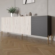 Комод на золотих металевих ніжках LION Грей 204x38x76,5 см Самоа Димчастий/Асфальт (LION-042679)