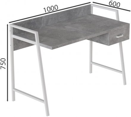 Письмовий стіл Ferrum-decor 750x1200x600 Білий метал ДСП Бетон 32 мм (FRD-103463)