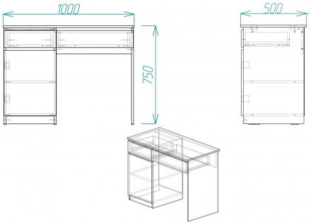 Стіл комп'ютерний Віто Ferrum-decor 750x1000x500 ДСП Біле 16 мм (FRD-104824)