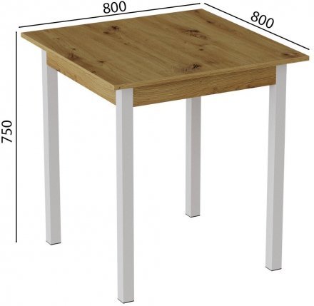 Стіл кухонний Ferrum-decor Дієго 75x80x80 Білий ДСП Дуб Артизан 16мм (FRD-105711)