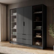 Гардеробна / шафа для одягу Perfect Home Келлі / Kelly 4DRD 4-дверна з боковими прозорими дверцятами Графіт (PFH-091888) Гардеробна / шафа для одягу Perfect Home Келлі / Kelly 4DRD 4-дверна з боковими прозорими дверцятами Графіт (PFH-091888)