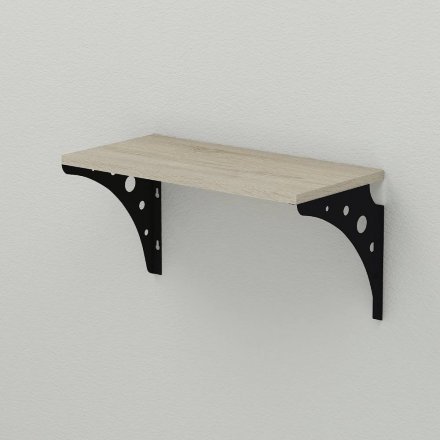Полиця настінна Ferrum-decor Ханді 2 240x600x240 метал Чорний ДСП Сонома 16 мм (FRD-102578)