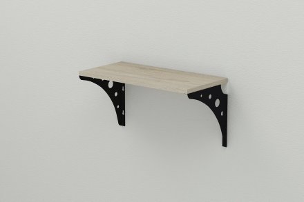 Полиця настінна Ferrum-decor Ханді 2 240x600x240 метал Чорний ДСП Сонома 16 мм (FRD-102578)