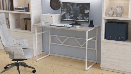 Стіл письмовий Раян Ferrum-decor 750x1400x700 Білий метал ДСП Бетон 16 мм (FRD-106502)