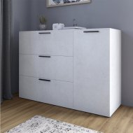 Комод LION Краш з трьома висувними шухлядами та закритими полицями Бетон style (LION-044147) Комод LION Краш з трьома висувними шухлядами та закритими полицями Бетон style (LION-044147)
