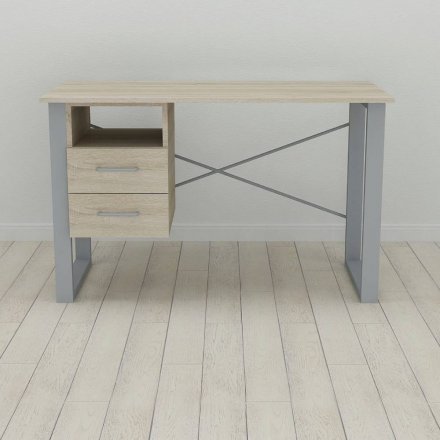 Письмовий стіл із ящиками Ferrum-decor Оскар 750x1200x600 метал Сірий ДСП Дуб Сонома 16 мм (FRD-103230)