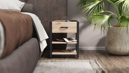 Тумба універсальна Ferrum-decor Вів'єн 1/2 50x41x40 чорний ДСП Дуб Сан-Марино 16мм (FRD-104122) Тумба універсальна Ferrum-decor Вів'єн 1/2 50x41x40 чорний ДСП Дуб Сан-Марино 16мм (FRD-104122)