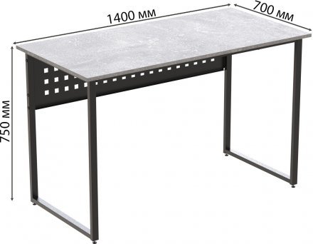 Стіл письмовий Майк Ferrum-decor 75x140x70 Чорний метал ДСП Бетон 16 мм (FRD-106537)