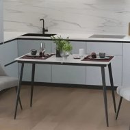 Стіл кухонний розкладний Данді на конусних ногах Ferrum-decor 75x120 160)x60 Чорний метал ДСП Бетон 16 мм (FRD-106769)