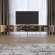 Тумба під телевізор на чорних металевих ніжках LION Грей Бетон темний/Дерево (LION-042519)