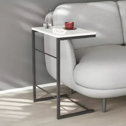 Столик приставний Террі Ferrum-decor 650x440x330 Чорний метал ДСП Біле 16 мм (FRD-104648) Столик приставний Террі Ferrum-decor 650x440x330 Чорний метал ДСП Біле 16 мм (FRD-104648)