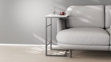 Столик приставний Террі Ferrum-decor 650x440x330 Чорний метал ДСП Біле 16 мм (FRD-104648) Столик приставний Террі Ferrum-decor 650x440x330 Чорний метал ДСП Біле 16 мм (FRD-104648)