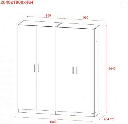 Шафа для одягу Doros Промо Сірий 2+2 ДСП 180х48х204 DRS-011630 (80737766)