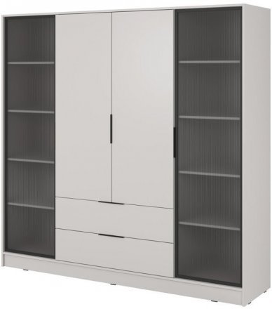 Гардеробна / шафа для одягу Perfect Home Келлі / Kelly 4DRD 4-дверна з боковими прозорими дверцятами Кашемір (PFH-091890)