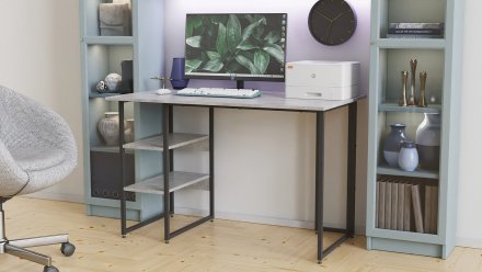 Стіл письмовий Кевін Ferrum-decor 75x140x70 Чорний метал ДСП Бетон 16 мм (FRD-106573)
