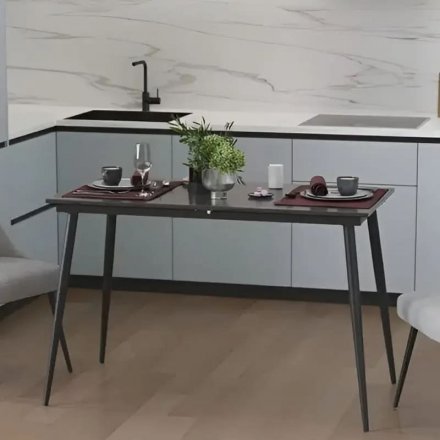 Стіл кухонний розкладний Данді на конусних ногах Ferrum-decor 75x120 160)x60 Чорний метал ДСП Сосна Кембра 16 мм (FRD-106770)