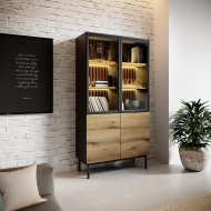 Вітрина висока з підсвіткою Perfect Home Ланг / Lang 4-дверна 4D2W/100 Чорний/дуб евок (PFH-091140)