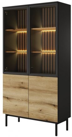 Вітрина висока з підсвіткою Perfect Home Ланг / Lang 4-дверна 4D2W/100 Чорний/дуб евок (PFH-091140)