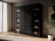 Гардеробна / шафа для одягу Perfect Home Келлі / Kelly 4DRD 4-дверна з боковими прозорими дверцятами Чорний (PFH-091891) Гардеробна / шафа для одягу Perfect Home Келлі / Kelly 4DRD 4-дверна з боковими прозорими дверцятами Чорний (PFH-091891)