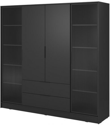 Гардеробна / шафа для одягу Perfect Home Келлі / Kelly 4DRD 4-дверна з боковими прозорими дверцятами Чорний (PFH-091891)