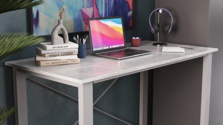 Письмовий стіл Ferrum-decor Драйв 750x1400x600 Сірий метал ДСП Бетон 32 мм (FRD-103351)