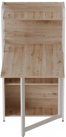 Стіл книжка з етажеркою Практик 1 Ferrum-decor 1200x640x990 Білий метал ДСП Дуб Сан-Марино 16 мм (FRD-104619)