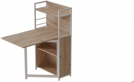 Стіл книжка з етажеркою Практик 1 Ferrum-decor 1200x640x990 Білий метал ДСП Дуб Сан-Марино 16 мм (FRD-104619)