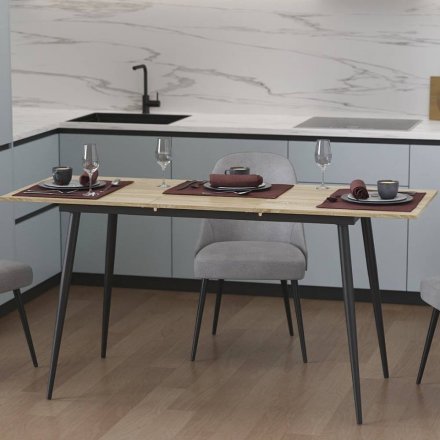 Стіл кухонний розкладний Данді на конусних ногах Ferrum-decor 75x120 160)x60 Чорний метал ДСП Дуб Сонома 16 мм (FRD-106772)