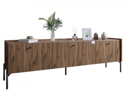 Тумба під телевізор на 3 шухляди LION Wood з чорними ніжками 160х65х40 см Дуб Ліворно (LION-043099) Тумба під телевізор на 3 шухляди LION Wood з чорними ніжками 160х65х40 см Дуб Ліворно (LION-043099)