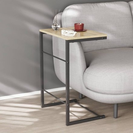 Столик приставний Террі Ferrum-decor 650x440x330 Чорний метал ДСП Дуб Сонома 16 мм (FRD-104651)